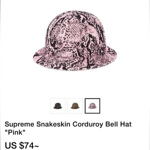 Supreme Pink Snakeskin Corduroy Bell Hat
